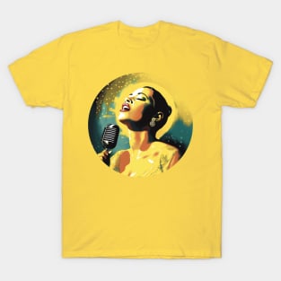 Billie Holiday Jazz Legend Singer Modern Portrait by LozsArt T-Shirt